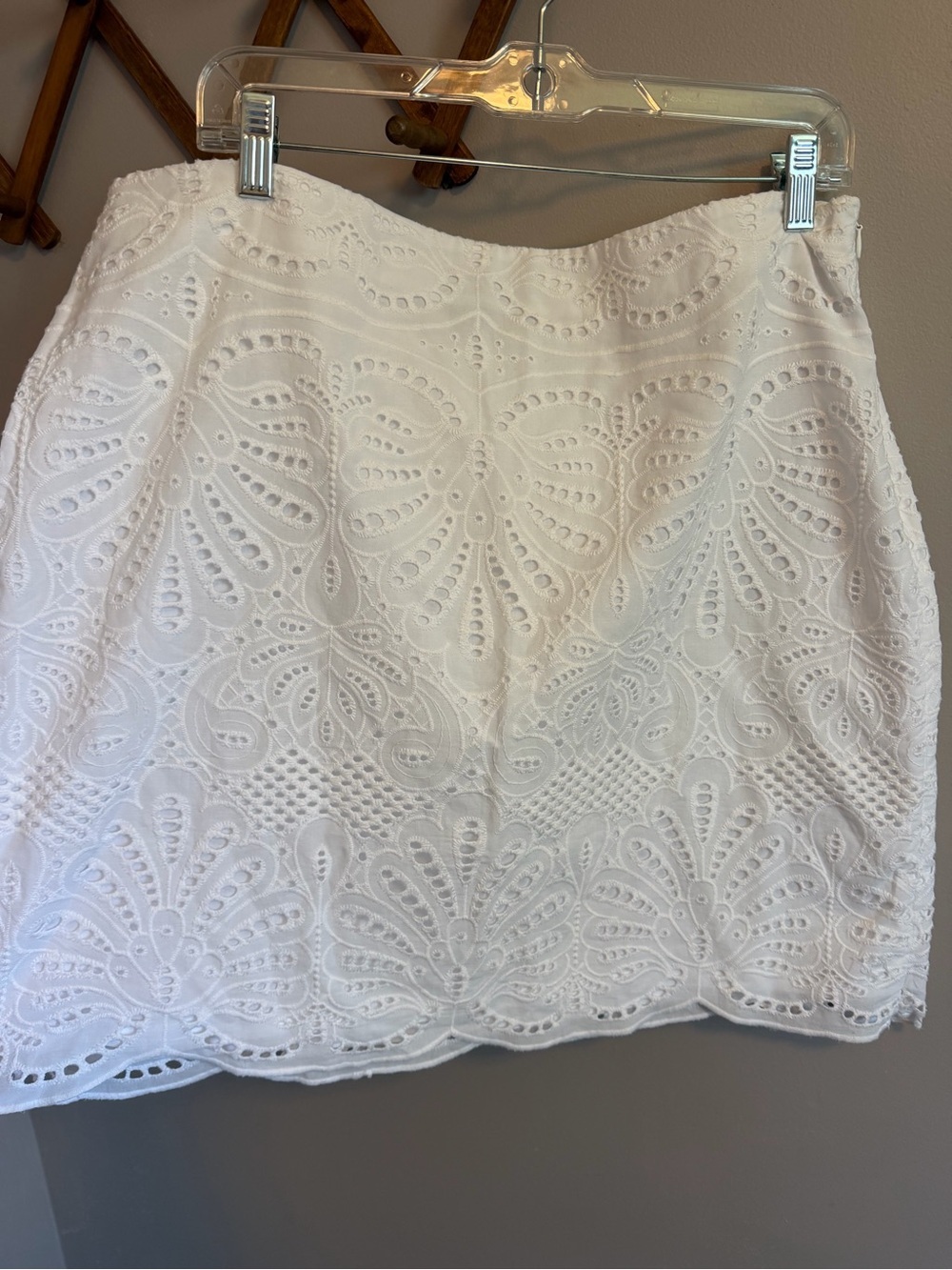 Talbots Petite White Eyelet Embroidered Cotton Skirt 16p
